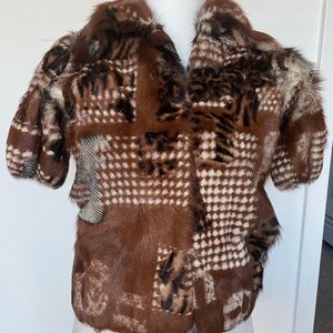 Tuleh chinchilla fur brown jacket. US2.